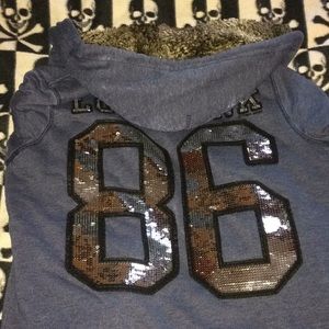 PINK FUR LINED BLING SEQUIN HOODIE JACKET SZ M